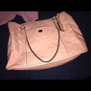 Coach Handbag Patent Pink Embossed Logo
